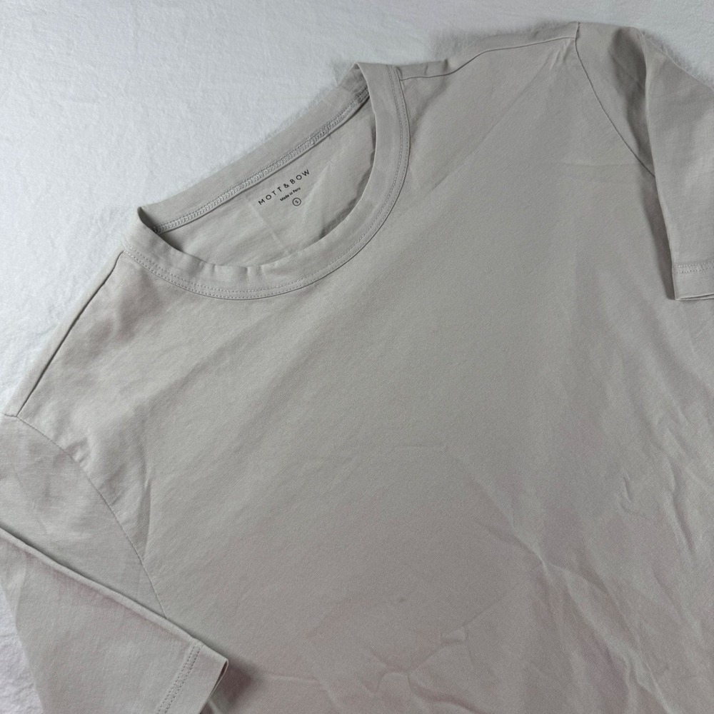 Mott & Bow Men's Size S Bone Classic Crew Driggs Short Sleeve T-Shirt